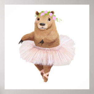 Cute Capybara in Pink Tutu Skirt Poster