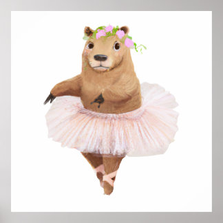 Cute Capybara in Pink Tutu Skirt Poster