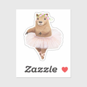 Cute Capybara in Pink Tutu Skirt Sticker