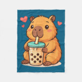 Cute Capybara Kawaii Anime Drinking Bubble Tea Lov Fleece Deken (Voorkant)