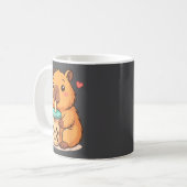 Cute Capybara Kawaii Anime Drinking Bubble Tea Lov Koffiemok (Voorkant links)