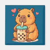 Cute Capybara Kawaii Anime Drinking Bubble Tea Lov Magneet (Voorkant)