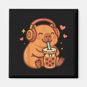 Cute Capybara Kawaii Anime Drinking Bubble Tea Lov Magneet (Voorkant)