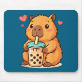 Cute Capybara Kawaii Anime Drinking Bubble Tea Lov Muismat (Voorkant)