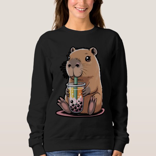 Cute Capybara Kawaii Boba Tea Lover T-Shirt (Voorkant)