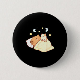 Cute Capybara Kawaii Slaap Pyjama Slaapbara Kat Ronde Button 5,7 Cm