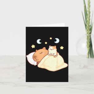 Cute Capybara Kawaii Slaap Pyjama Slaapybara Kat Kaart