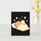 Cute Capybara Kawaii Slaap Pyjama Slaapybara Kat Kaart (Gele Bloem)