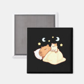 Cute Capybara Kawaii Sleep Pajamas Sleepybara Cat  Magneet (Voorkant / Achterkant)