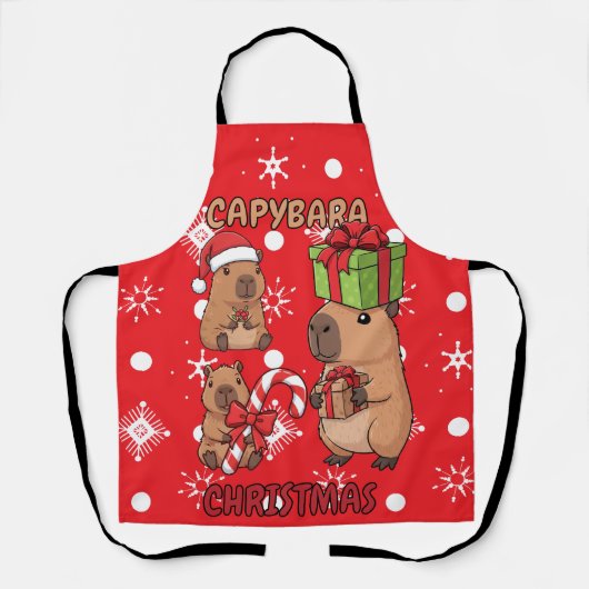 Cute Capybara Kerstlichten Feestelijke Feest Schort (Voorkant)