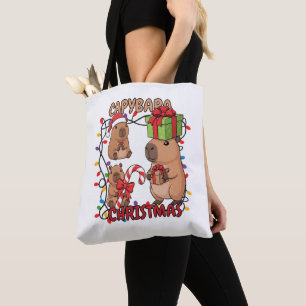 Cute Capybara Kerstlichtjes Feestelijke Feest Tote Bag