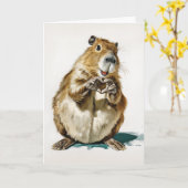 Cute Capybara Love Gesture Kaart (Gele Bloem)