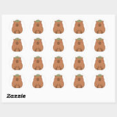 Cute Capybara Met Groene Blad Op Hoofd Sticker (Vel)