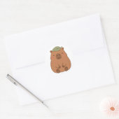 Cute Capybara Met Groene Blad Op Hoofd Sticker (Envelop)