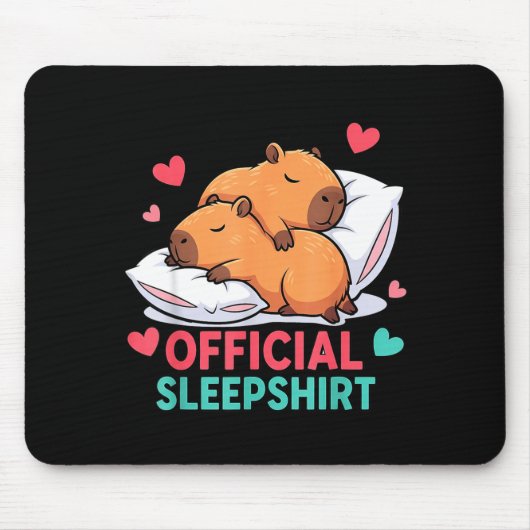 Cute Capybara Official Sleepshirt Cozy Sleep Valen Muismat (Voorkant)