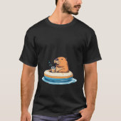 Cute Capybara on pool float drinking bubble tea T-shirt (Voorkant)