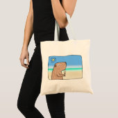 Cute Capybara op Beach Chilling Capybara Tote Bag (Voorkant (product))