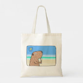 Cute Capybara op Beach Chilling Capybara Tote Bag (Achterkant)