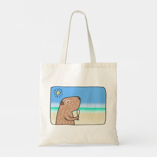 Cute Capybara op Beach Chilling Capybara Tote Bag (Achterkant)