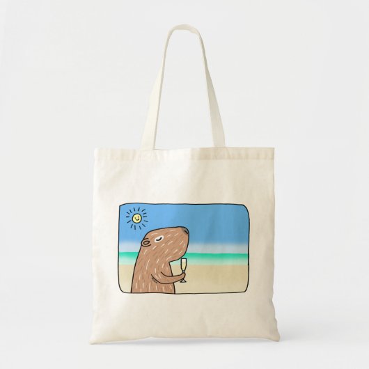 Cute Capybara op Beach Chilling Capybara Tote Bag (Voorkant)
