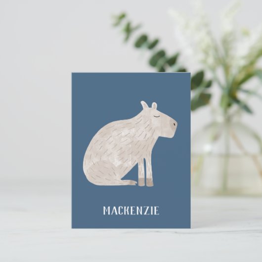 Cute Capybara Personalized Briefkaart (Staand voorkant)