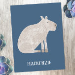 Cute Capybara Personalized Briefkaart<br><div class="desc">Een leuk waterverf capybara op een blauwgroen groene achtergrond voor diervriendelijke en wilde dieren. Originele kunst van Nic Squirrell. Verander of verwijder de naam om,  uw eigen tekst te personaliseren of toe te voegen.</div>