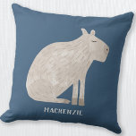 Cute Capybara Personalized Kussen<br><div class="desc">Een leuk waterverf capybara op een blauwgroen groene achtergrond voor diervriendelijke en wilde dieren. Originele kunst van Nic Squirrell. Verander of verwijder de naam om te personaliseren.</div>