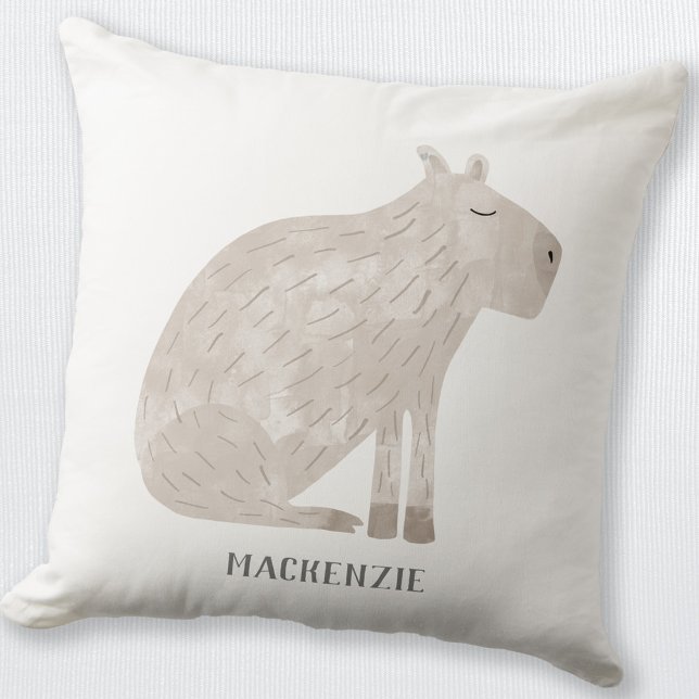Cute Capybara Personalized Kussen (Personalized name capybara throw pillow for animal lovers)