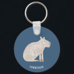 Cute Capybara Personalized Sleutelhanger<br><div class="desc">Een leuk waterverf capybara op een blauwgroen groene achtergrond voor diervriendelijke en wilde dieren. Originele kunst van Nic Squirrell. Verander of verwijder de naamtekst om te personaliseren.</div>