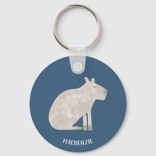 Cute Capybara Personalized Sleutelhanger (Voorkant)