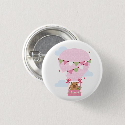 Cute Capybara Pink Birthday Party Ronde Button 3,2 Cm (Voorkant /achterkant)