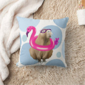 Cute Capybara Pink Flamingo Pool Party Kussen (Deken)