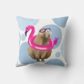 Cute Capybara Pink Flamingo Pool Party Kussen (Achterkant)