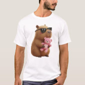Cute Capybara Pink Teddy Bear Valentine Shirt (Voorkant)