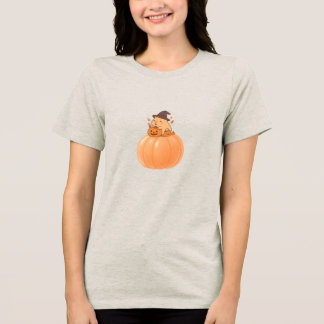 Cute Capybara Pompoen Halloween T-Shirt