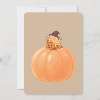 Cute Capybara Pumpkin Halloween Card Kaart