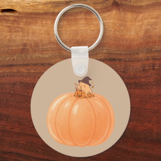 Cute Capybara Pumpkin Halloween Keychain (Voorkant)
