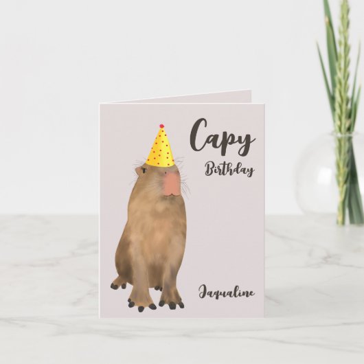 Cute Capybara Pun Illustratie Birthday Kaart (Voorkant)