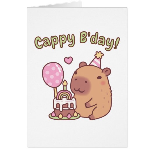 Cute Capybara Rainbow Birthday Cake Cappy Bday (Voorkant)
