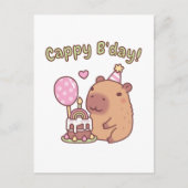 Cute Capybara Rainbow Birthday Cake Cappy Bday Briefkaart (Voorkant)