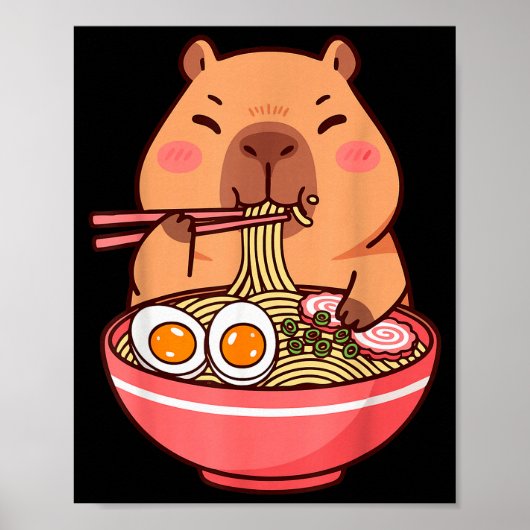 Cute Capybara Ramen Kawaii Kids Boys Girls Cool An Poster (Voorkant)