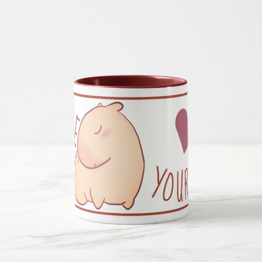 Cute capybara red Two-Tone Mok (Midden)