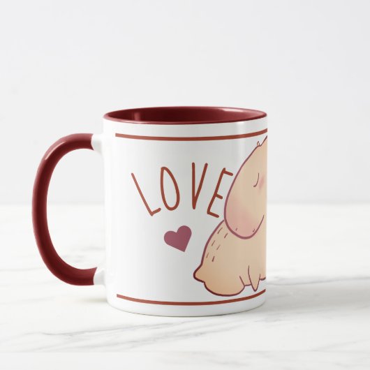 Cute capybara red Two-Tone Mok (Links)
