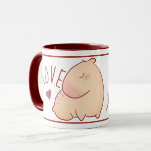 Cute capybara red Two-Tone Mok
