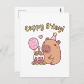 Cute Capybara Regenboog Verjaardagstaart Cappy Ver Briefkaart (Voorkant / Achterkant)