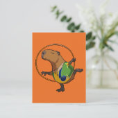 Cute Capybara Rhythmic Gymnastics Hoop Cartoon Briefkaart (Staand voorkant)