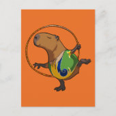Cute Capybara Rhythmic Gymnastics Hoop Cartoon Briefkaart (Voorkant)