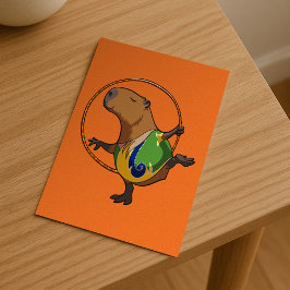 Cute Capybara Rhythmic Gymnastics Hoop Cartoon Briefkaart