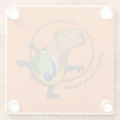 Cute Capybara Rhythmic Gymnastics Hoop Cartoon Glazen Onderzetter (Achterkant)