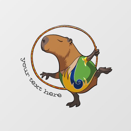 Cute Capybara Rhythmic Gymnastics Hoop Cartoon Raamsticker (Vel)